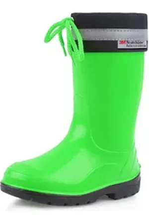 Ladeheid Lange Regenschuhe für Mädchen und Jungen LA-972 Gummistiefel Kinder mit Stulpe zum Schnüren grün|schwarz 32
