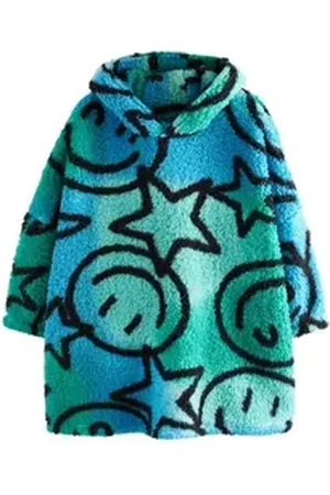 Next Kinderbademantel Kapuzendecke aus Fleece, Polyester grün 110-116 (5-6 J.)
