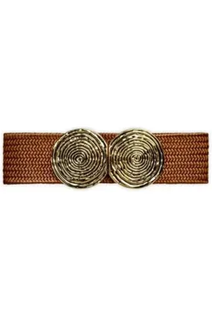 CASPAR Taillengürtel GU325 für Damen elastisch mit goldfarbener Doppelschnalle braun 70 für Körperumfang 75-85 cm