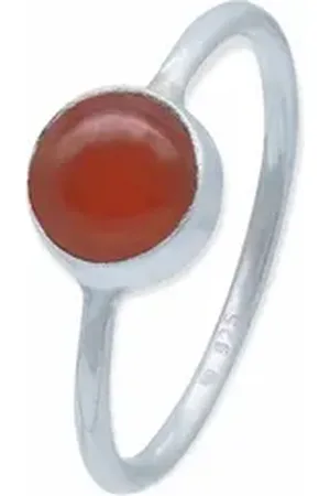 mantraroma Silberring SAMA rund aus 925 Silber mit Karneol (Ring mit Schmuckbeutel), Damenring aus 925er Silber orange 58