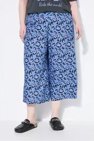 STUDIO UNTOLD Culotte Culotte Wide Legs Leoprint Elastikbund blau 56