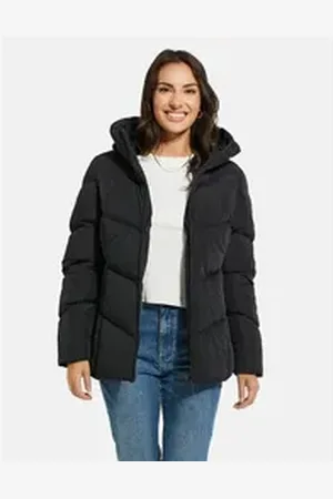 Threadbare Wintermantel THB Pencil Padded Coat With Funnel Neck (1-tlg) mit gemütlicher Kapuze schwarz 42