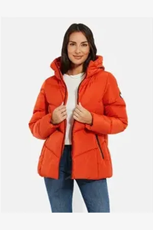 Threadbare Wintermantel THB Pencil Padded Coat With Funnel Neck (1-tlg) mit gemütlicher Kapuze rot 42