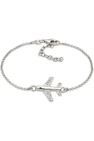 Elli Armband Flugzeug mit Glas Kristalle Weiß 925 Sterling Silber silberfarben
