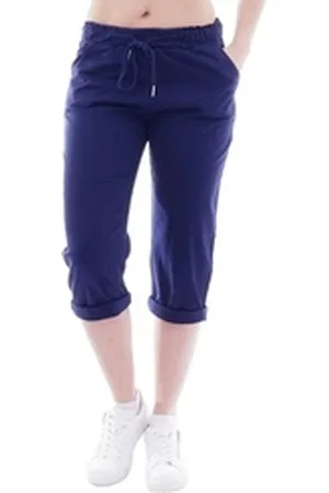 Yeset Caprihose Damen Chino Sommer Capri 3/4 Hose Damenhose Dunkelblau XXL Schlupfhose blau XXL