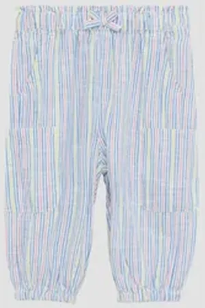 QS by s.Oliver Stoffhose Bequeme Cargohose in Leinenoptik Schleife blau 74