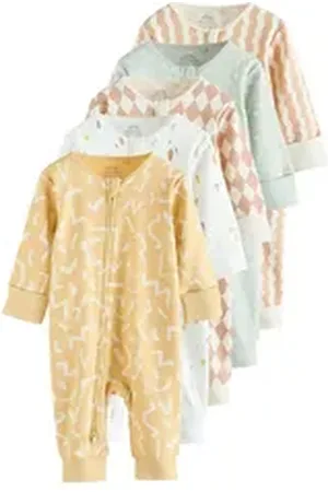 Next Schlafoverall 5er-Pack Fußlose Baby Schlafanzüge mit Zweiwege-RV (5-tlg) beige 56 (bis zu 1 Mon.)