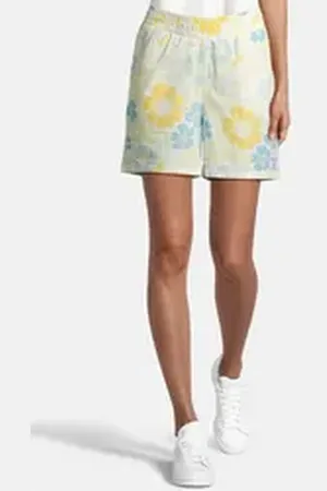 salzhaut Bermudas LEED Damen Regular Fit Shorts mit Blumenprint und seitlichen Eingriffstaschen. weiß XL