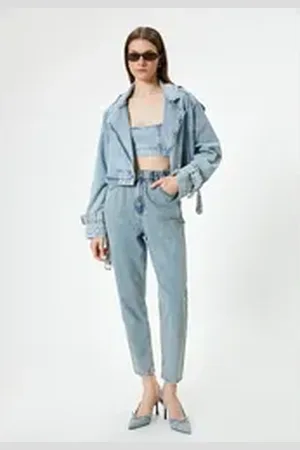 Koton High-waist-Jeans Hohe Leibhöhe Mom blau 25/32