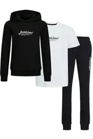 JACK & JONES Loungeanzug JJBEAU HOOD/TEE & BEAU PANTS PACK JNR schwarz 140