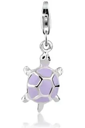 Nenalina Charm-Einhänger Anhänger Schildkröte Emaille Pastell 925 Silber, Schildkröte silberfarben