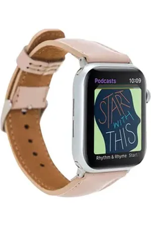Burkley Smartwatch-Armband Exklusives Vintage Lederarmband, Handmade Stil 22 rosa