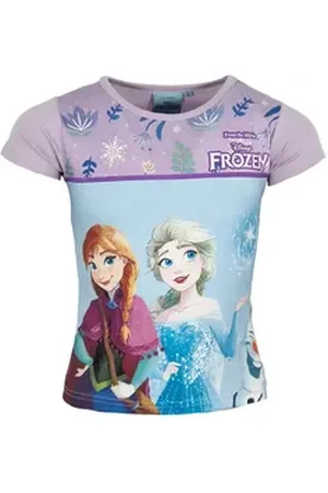 Disney Print-Shirt Die Eiskönigin Mädchen Kinder kurzarm T-Shirt 100% Baumwolle, Gr. 98 bis 128 lila 110