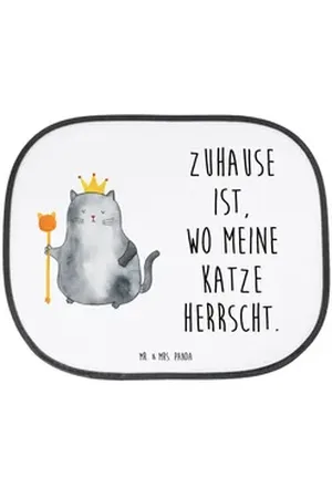 Mr. & Mrs. Panda Sonnenschutz Katze König - Weiß - Geschenk, erste eigenen Wohnung, Wohnung, Krone, Seidenmatt, Vielseitig weiß