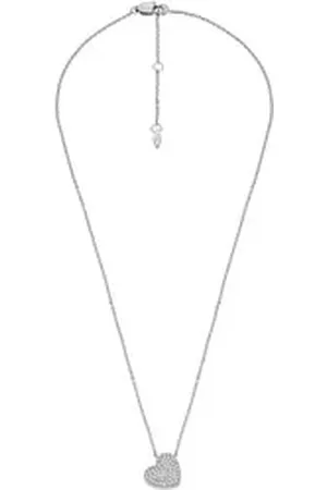 Fossil Collier Damen-Kette Edelstahl Glasstein silberfarben