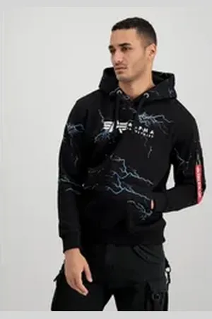 Alpha Industries Hoodie Men - Hoodies Lightning AOP Hoodie schwarz S
