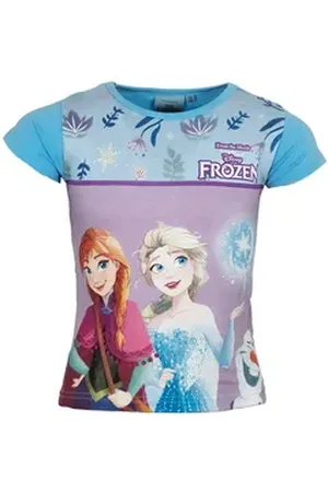 Disney Print-Shirt Die Eiskönigin Mädchen Kinder kurzarm T-Shirt 100% Baumwolle, Gr. 98 bis 128 blau 110