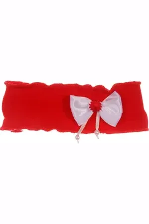 La Bortini Stirnband Kopfband Baby Ohrenschutz weihnachtlich in Rot mit Schleife elastisch, weich, mit Schleifchen rot