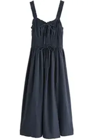 Next Midikleid Mittellanges Kleid mit Bindedetail vorne (1-tlg) blau 36 (GB: 8)