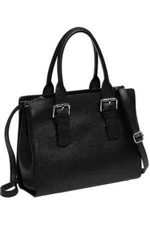 CASPAR Henkeltasche TL807 klassisch elegante Damen Leder Handtasche schwarz