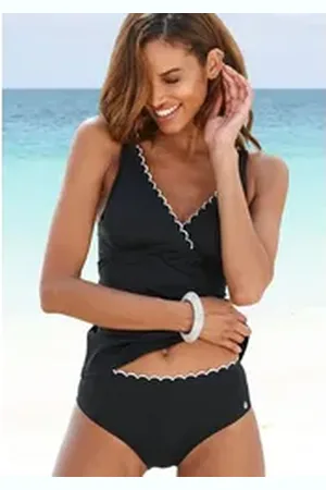 Lascana Bügel-Tankini-Top Camilla, mit Farbkontrast schwarz 36