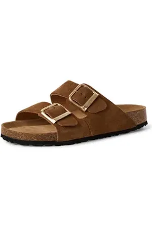 Tamaris Pantolette, Hausschuh, Schlappen mit zwei verstellbaren Schnallen braun 40 EU