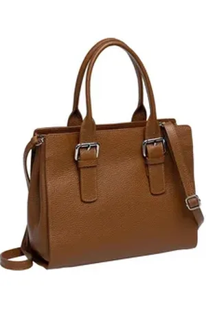 CASPAR Henkeltasche TL807 klassisch elegante Damen Leder Handtasche braun