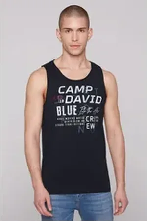 Camp David Tanktop mit offenen Kanten an den Ausschnitten blau 4XL