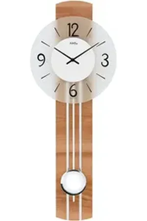 Ams Pendelwanduhr W7263 (Quarzuhr,Holzgehäuse,Esszimmer,Wohnzimmer,Made in Germany) braun