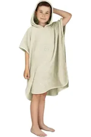 Normani Badeponcho Badeponcho aus Bio-Baumwolle für Kinder, Bio-Baumwolle, Kapuze, Schlupf, Kinderbademantel mit Kapuze Strandponcho beige 75 x 90 cm