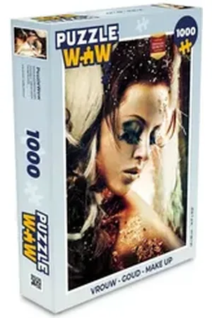MuchoWow Puzzle Frau - Gold - Make-up, 1000 Puzzleteile, Foto-Puzzle, Bilderrätsel, Puzzlespiele, Klassisch bunt 48 cm x 68 cm x 2 cm