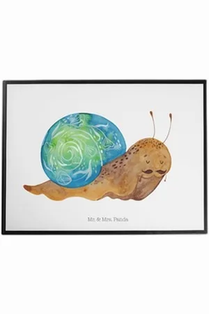 Mr. & Mrs. Panda Schreibtischunterlage Schnecke Sir - Weiß - Geschenk, Schreibtisch Unterlagen, Zeit nehmen, (1 tlg) weiß