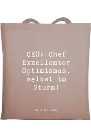 Mr. & Mrs. Panda Tragetasche Spruch CEO Optimismus - Braun Pastell - Geschenk, Lebensfreude, Beute (1-tlg) braun