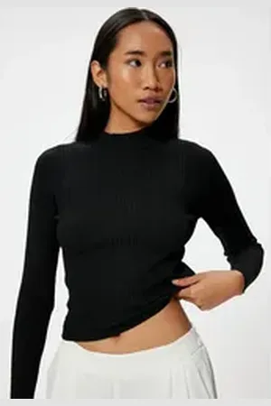 Koton Stehkragenpullover Standkragen Regular schwarz S