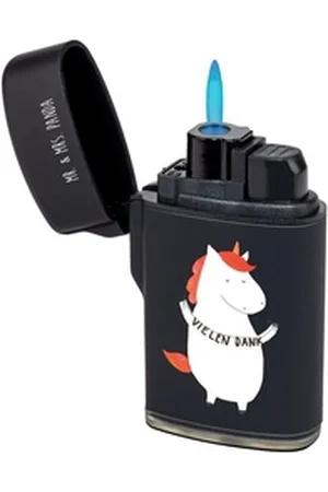 Mr. & Mrs. Panda Feuerzeug Einhorn Dankeschön - Schwarz - Geschenk, Danksagung, vielen Dank, Stu (1-St), Süße Sprüche schwarz