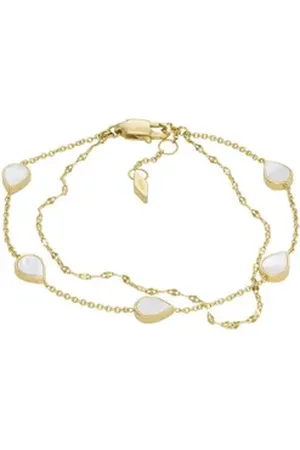 Fossil Armband JF04317710 Gliederarmband Damen Teardrop Perlmutt Weiß Gold-Ton