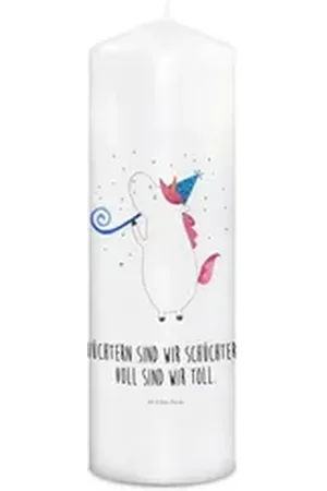Mr. & Mrs. Panda Formkerze Einhorn Party 29 x 8 cm XL - Weiß - Geschenk, Disco, Unicorn, Geschen (1-tlg), Vielseitig einsetzbar weiß 8 cm x 29 cm x 8 cm