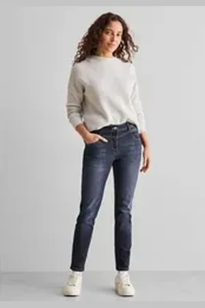 CECIL Gerade Jeans 4-Pocket Style blau 32