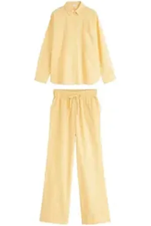 Next Pyjama Strukturierter Pyjama mit Knopfleiste (2 tlg) gelb 44 (GB: 16)