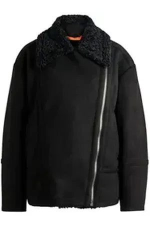 HUGO BOSS ORANGE Langmantel Cheerlini im Aviator-Stil (1-tlg) schwarz 38