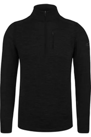 Normani Langarmshirt Herren Merino Langarm mit 1/4 Zipper „Mildura“ Merino Outdoor Ski Pullover mit Reißverschluss aus reiner Merinowolle grün|schwarz S