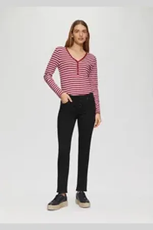 QS by s.Oliver 5-Pocket-Jeans Jeans Betsy / Slim Fit / Mid Rise / Slim Leg Ziernaht schwarz 38/34