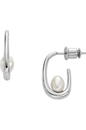 Skagen Paar Ohrhänger Damen-Ohrhänger Edelstahl Kunstperle silberfarben