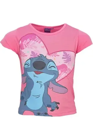 Disney Print-Shirt Lilo und Stitch Mädchen Kinder kurzarm T-Shirt 100% Baumwolle, Gr. 98 bis 128 rosa 110