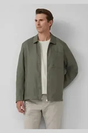 QS by s.Oliver BLACK LABEL Outdoorjacke Overshirt aus Leinen mit Eingrifftaschen 52