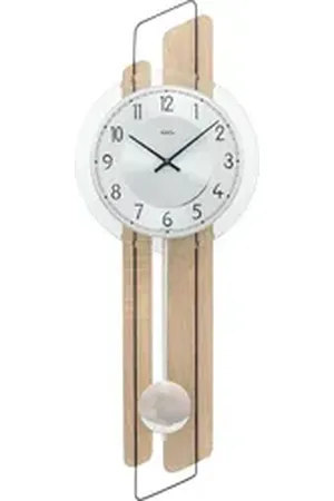 Ams Pendelwanduhr (Quarzuhr,Holzgehäuse,Esszimmer,Wohnzimmer,Made in Germany) braun