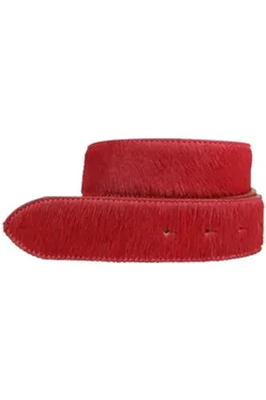 BELTINGER Ledergürtel Wechselgürtel mit Fell ohne Schnalle 4 cm - Kuh-Ledergürtel für Damen (1-St) rot 80 cm (Gesamtlänge 95 cm)