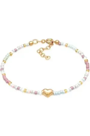 Elli Armband Herz Glas Beads Sommer Style 925 Silber goldfarben