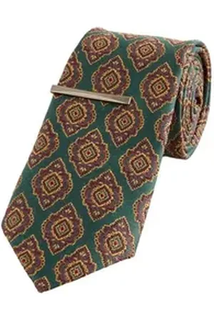 Next Krawatte Krawatte mit geometrischem Print und Krawattenclip (2-St) grün