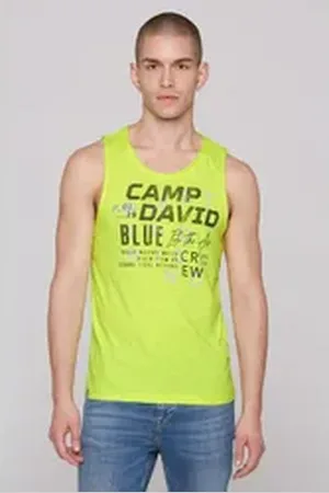 Camp David Tanktop mit offenen Kanten an den Ausschnitten gelb XL